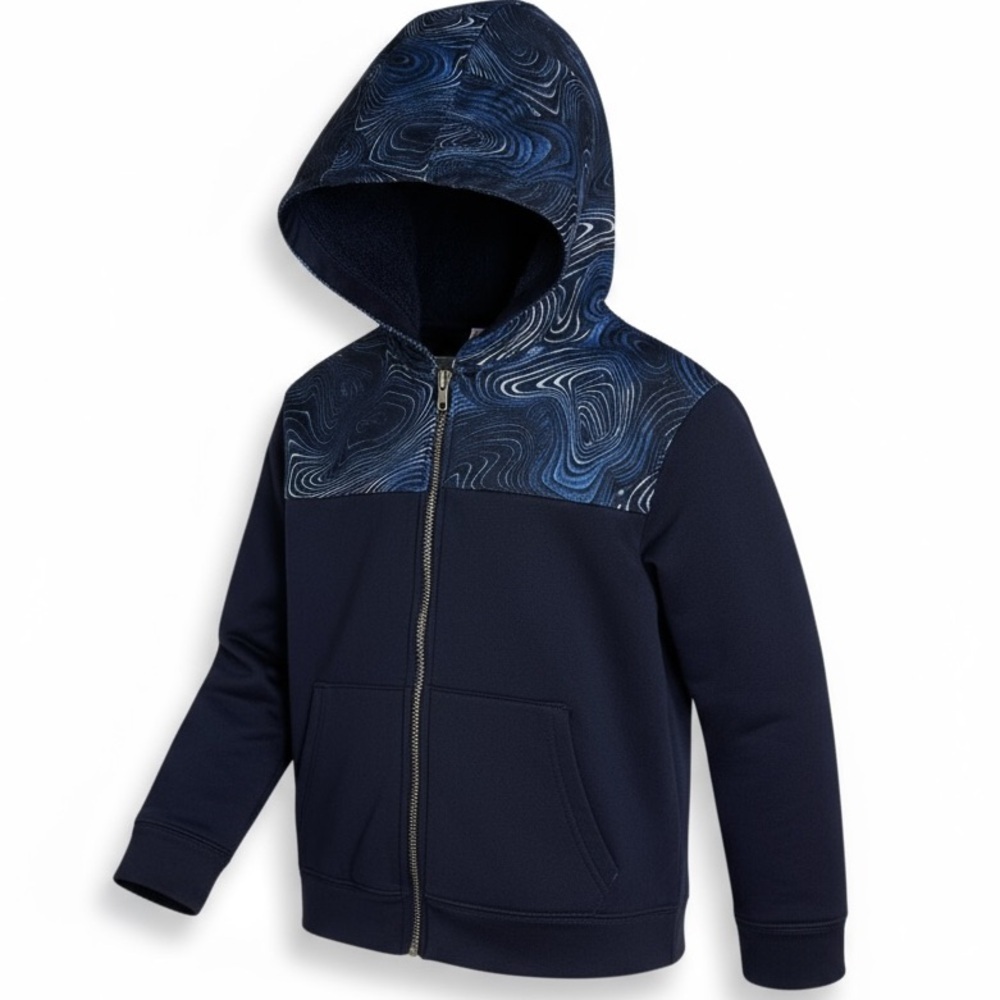 Place Sport Boys Sherpa Lined Zip Performance Hoodie Sweatshirt Jacket Sz Large